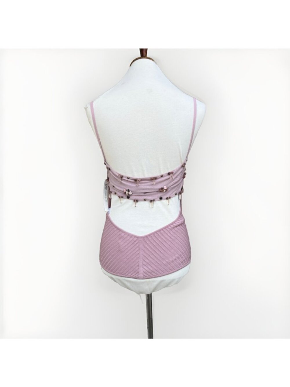M. Kenson Scarlet Petal Beaded Silk Camisole Top Pink Cutout Back XS-L NWT - Picture 3 of 11